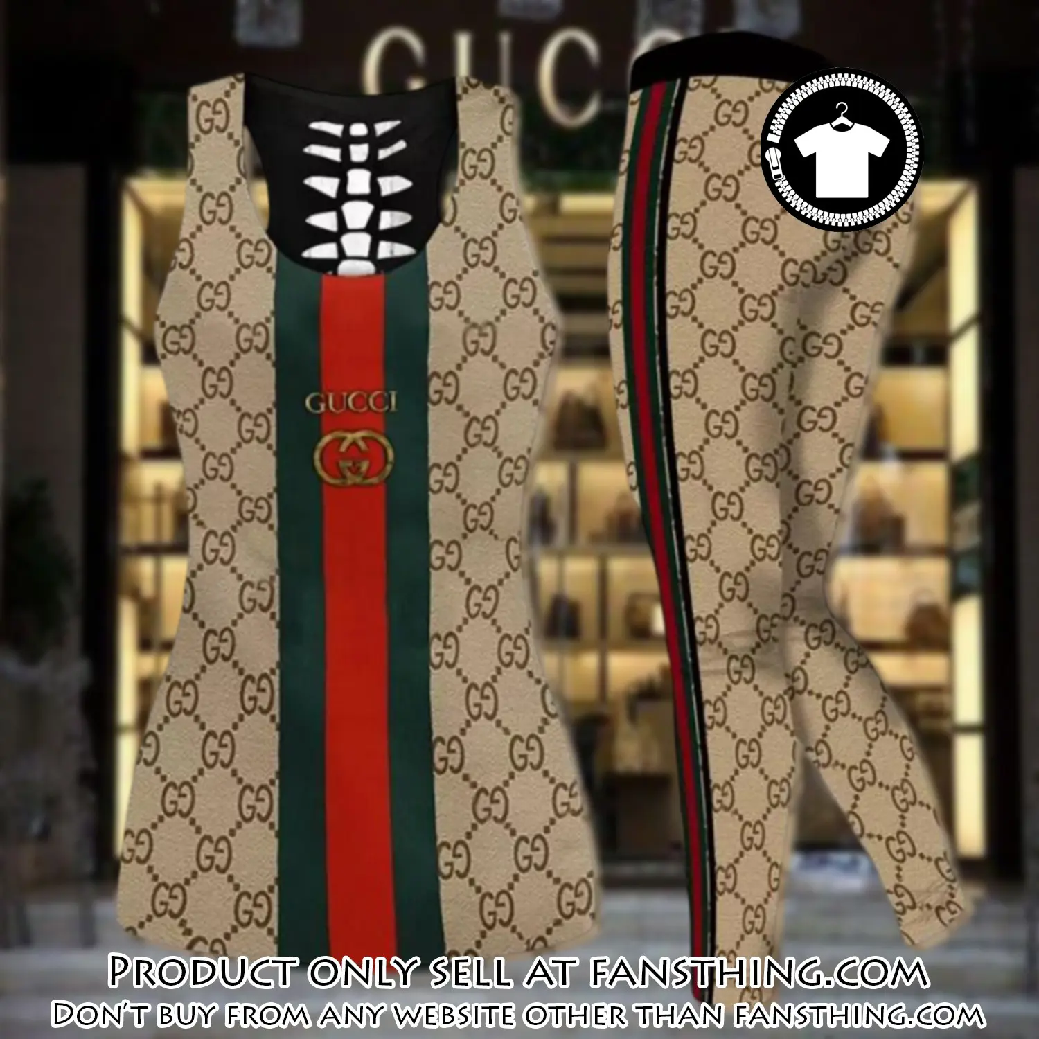 Gucci stripe tank top leggings set luxury brand for women yoga gym fst5907392